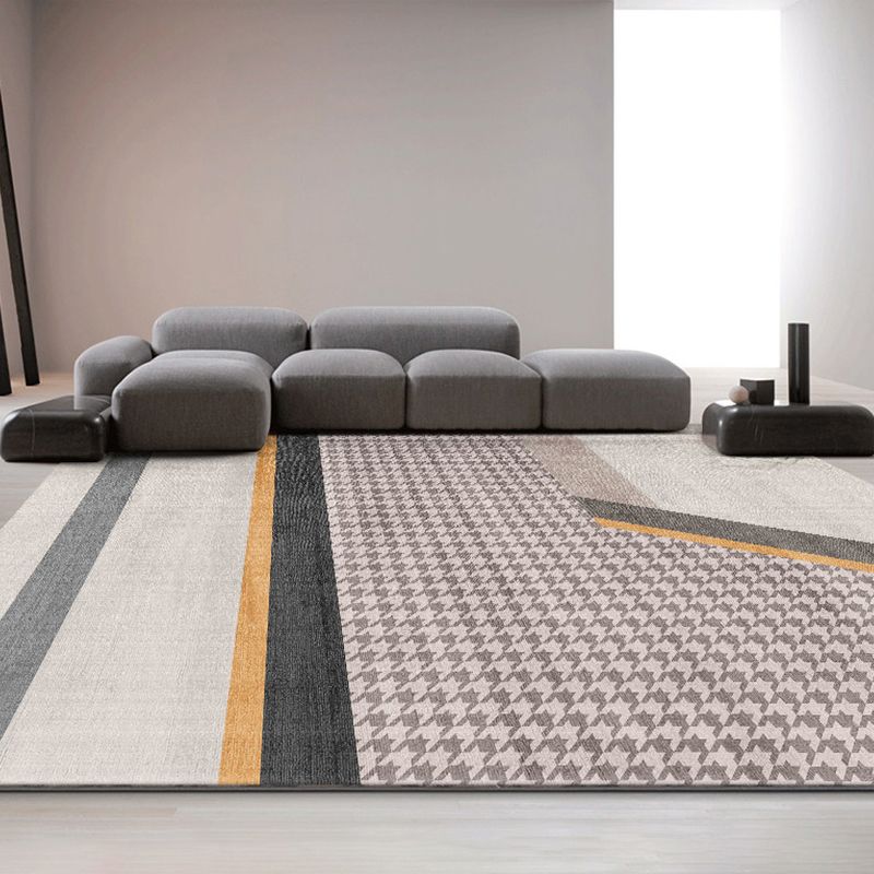 Orange Modern Rug Blending Striped Indoor Rug Non-Slip Backing Rug for Living Room