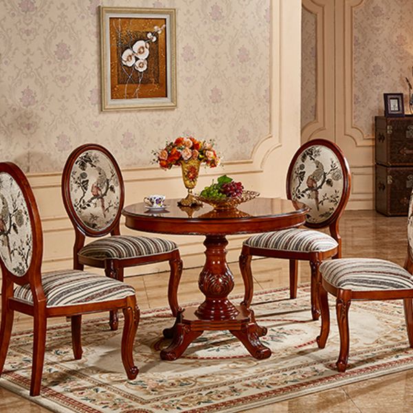 Mesa de comedor redonda victoriana de madera sólida Mesa de goma de madera superior para el hogar