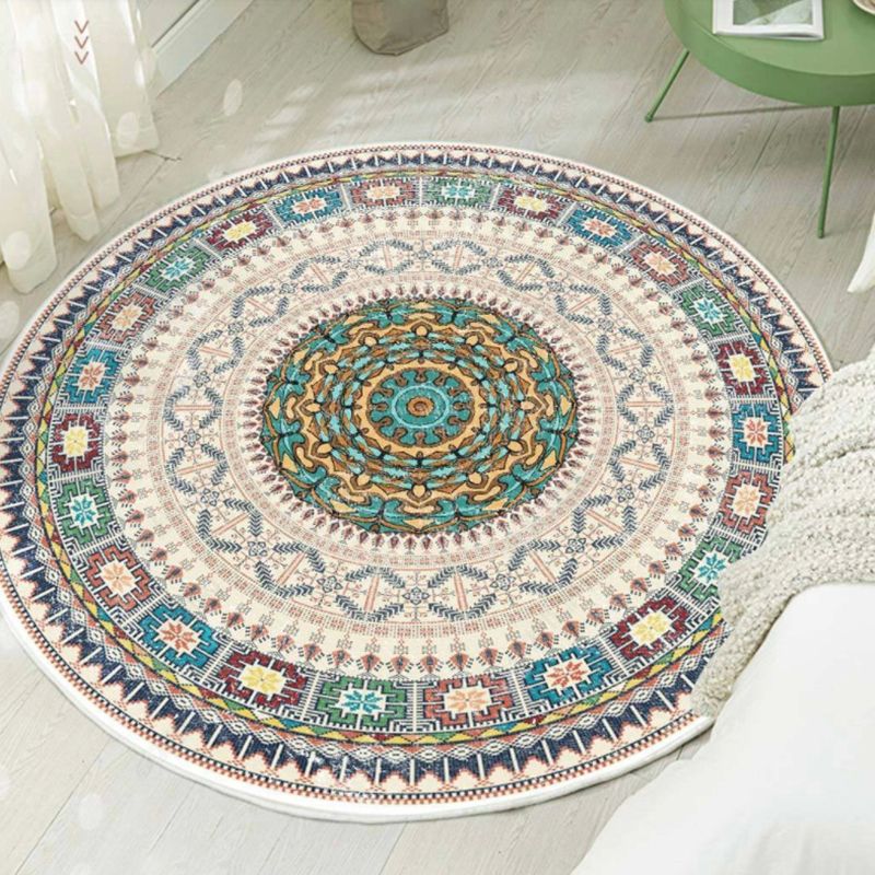Bohemian Living Room tapis médaillon vert Polyester Polyester Anti-Split Intérieur tapis
