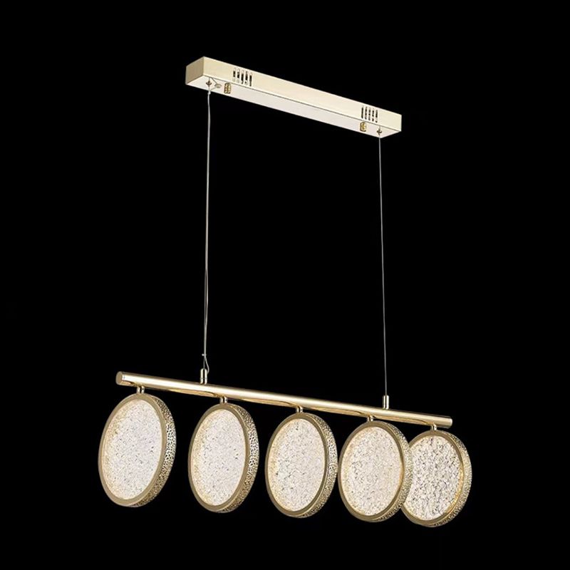 LED 5 / 6 - Light Kitchen Island Light in Gold Metal and Acrylic Ceiling Pendant