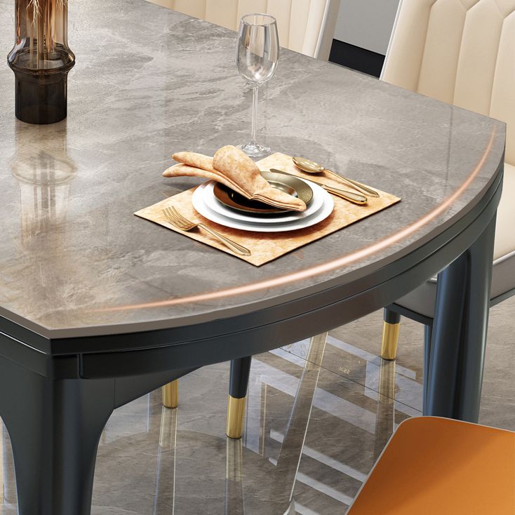 Modern Foldable Stone Dining Table Rubber Wood Legs for Dining Room