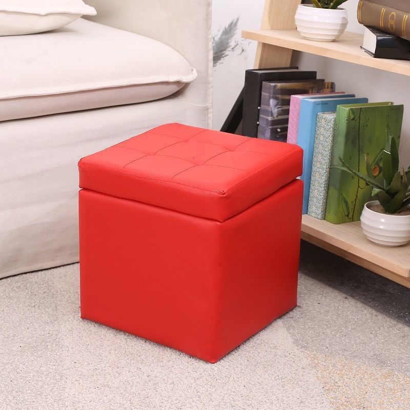 PU Leather Cube Ottoman Whole Colored Tufted Square Modern Storage Ottoman