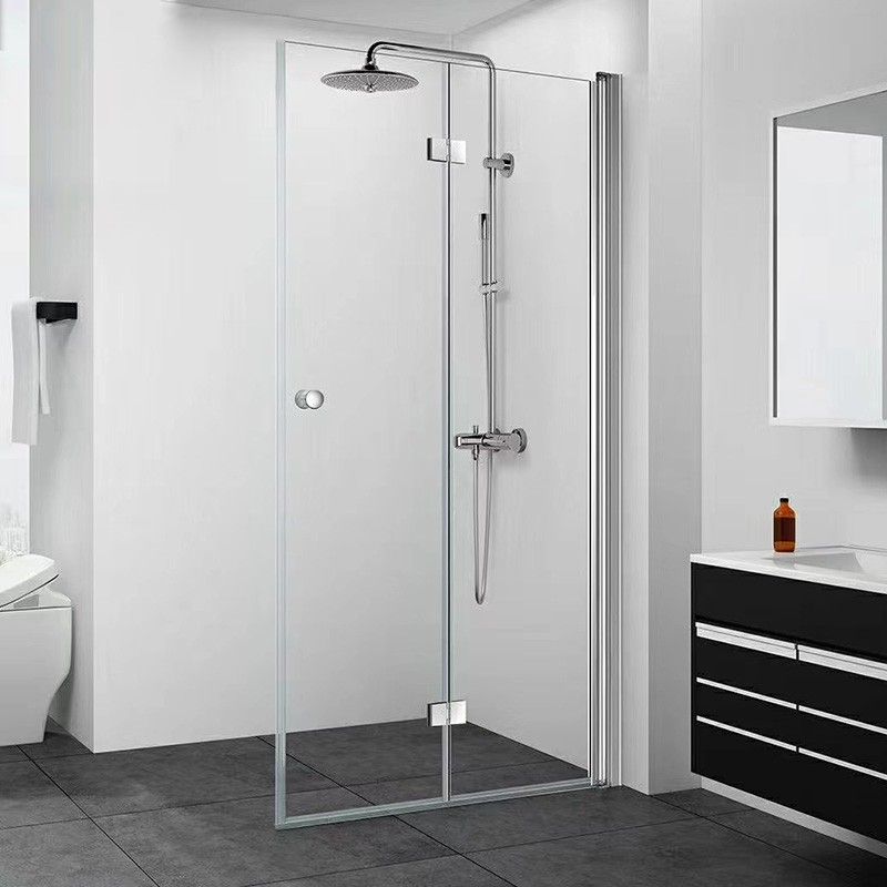 Frameless Folding Tempered Glass Shower Door with Thickened 304 Stainless Steel Fittings