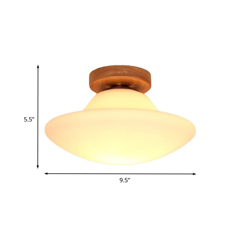 Modern Mushroom Flush Mount Lighting Milk White Glass 1 Head Corridor Flushmount in Gold