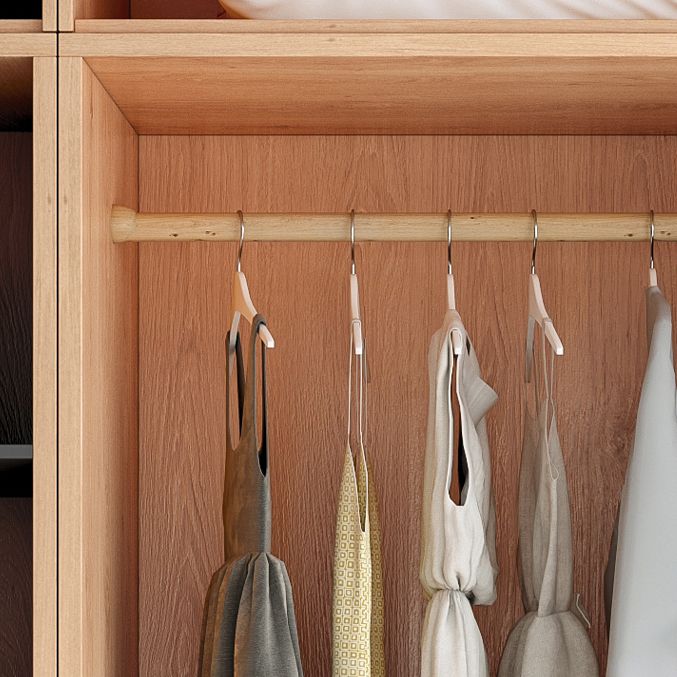 Modern Light Wood Finish Cabinet with Drawers Manufactured Wood Storage Cabinet