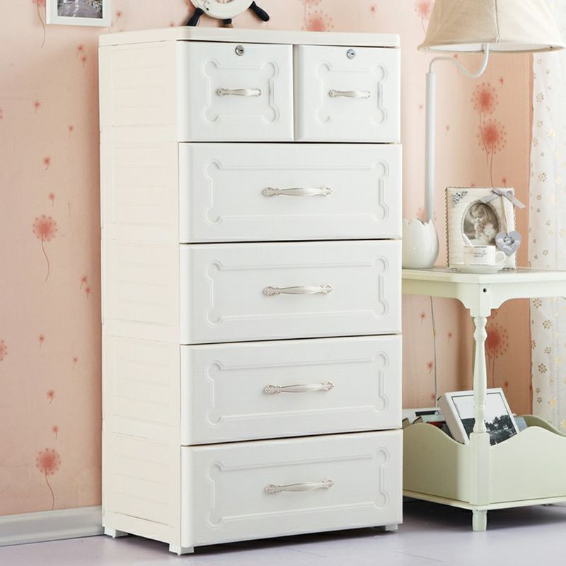 Plastic Storage Cabinet with Legs Modern Wardrobe Closet with Drawer