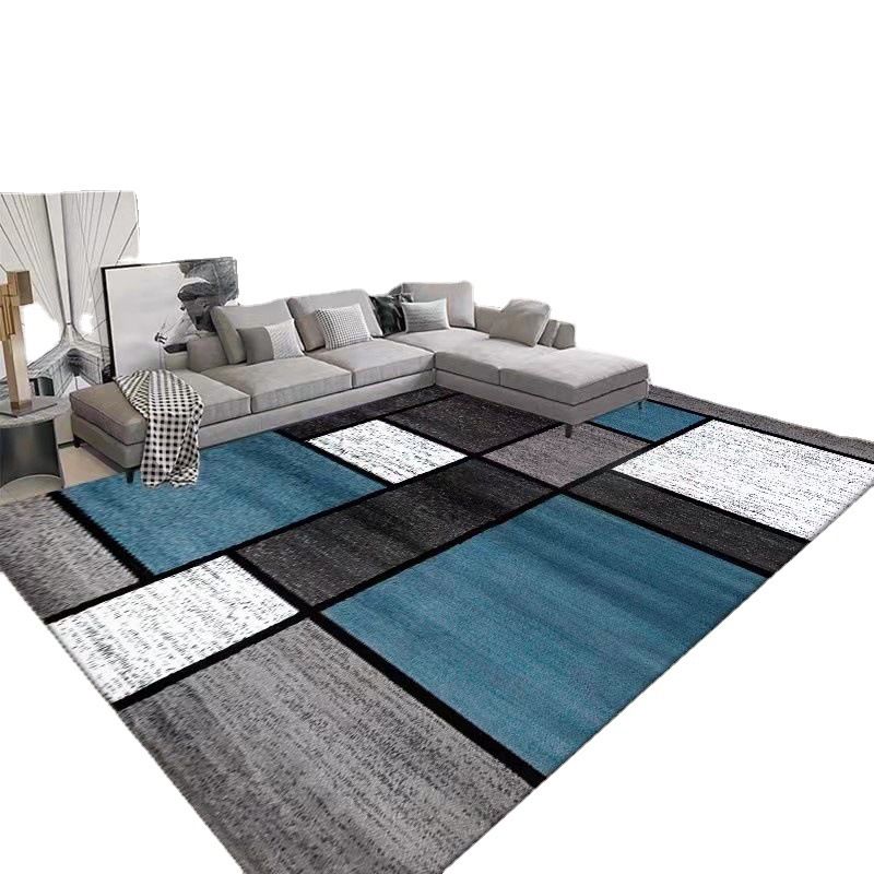 Gray Simple Carpet Polyester Geometry Print Carpet Washable Carpet for Drawing Room