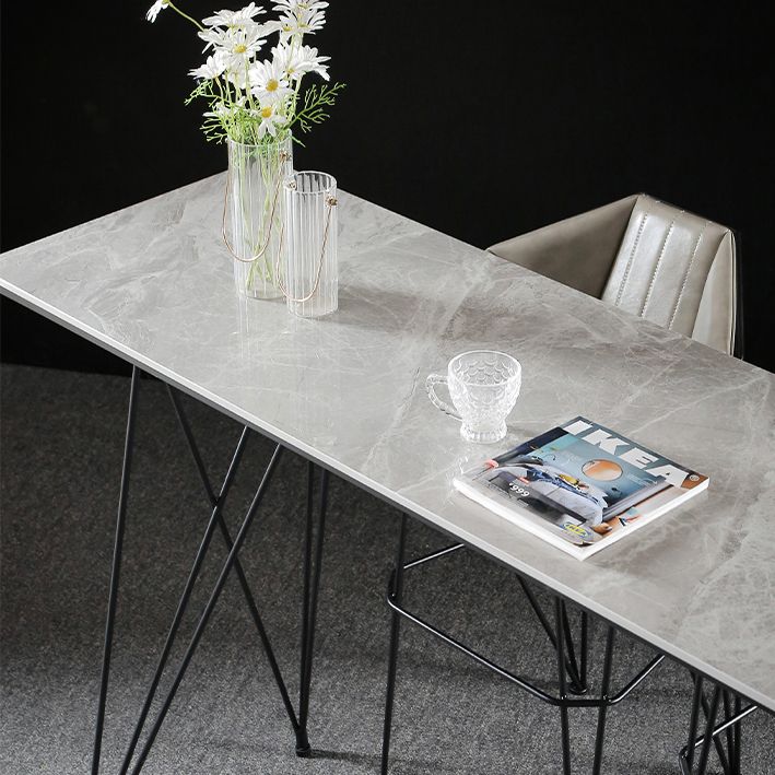 Modern Bar Table Set 1/2/3 Pieces Rectangle Stone Counter Table with High Stools