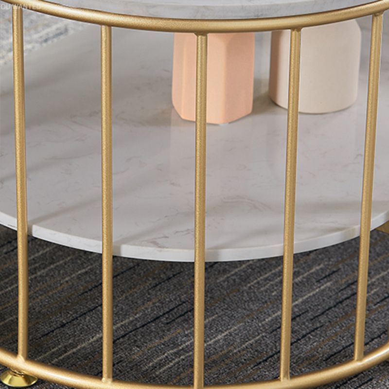 Glam Marble Coffee Cocktail Table Frame Oval Coffee Table for Living Room