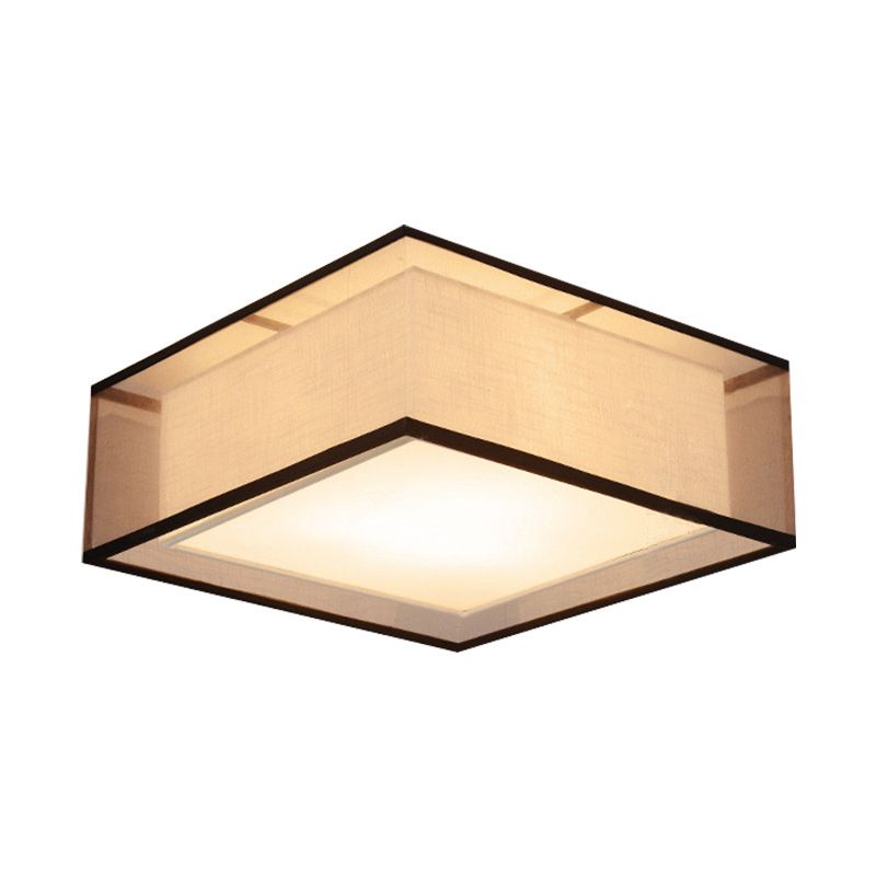 2-schermen stoffen plafondlamp rustieke woonkamer inbouwlamp in koffie