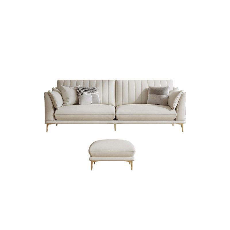 Contemporary Channel Back Faux Leather Sloped Arms Sofa/Sectionals,Ivory