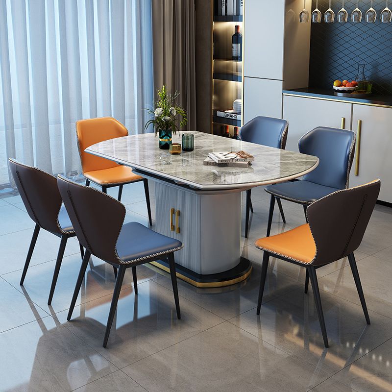 Contemporary Sintered Stone Dining Room Set Foldable Standard Height Formal Dining Table Furniture