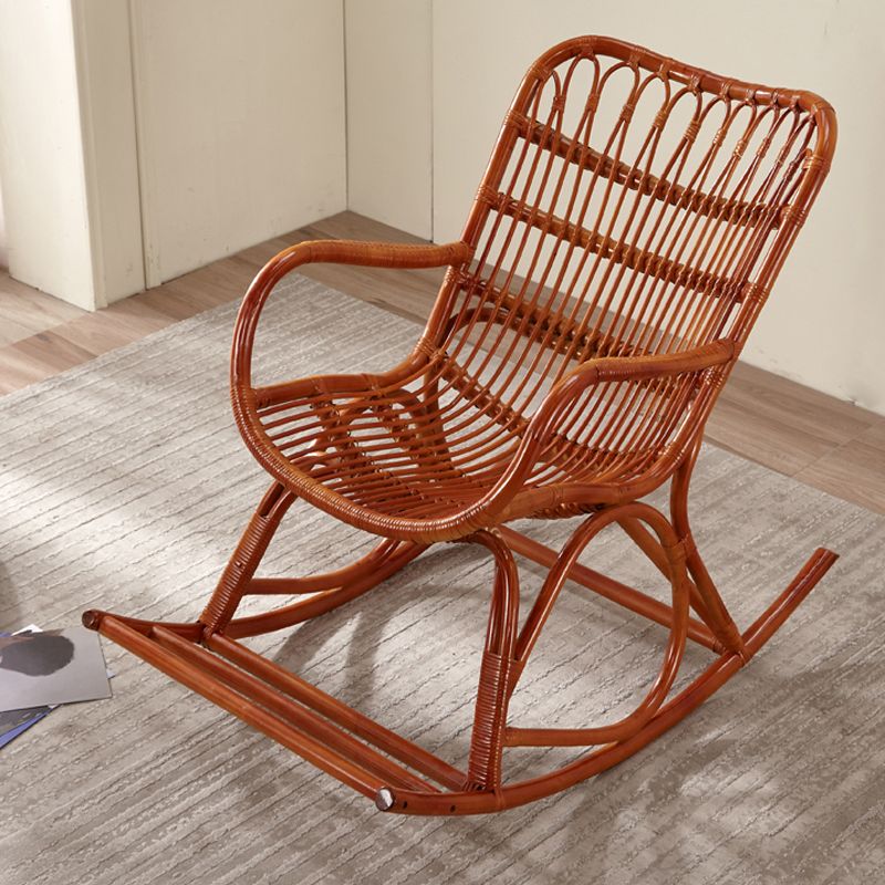 Contemporary Wicker Rocking Accent Chair Natural Rocker Chair Spindle