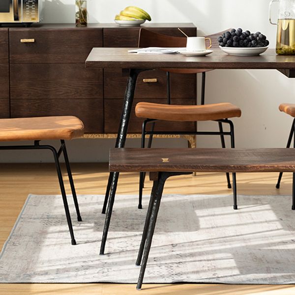Glam Style Oak Wood Dining Table 4 Legs Table for Living Room