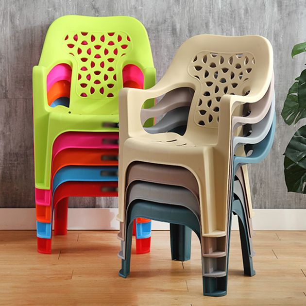 Sillón de comedor interior moderno, sillas de comedor de plástico apilables para el hogar