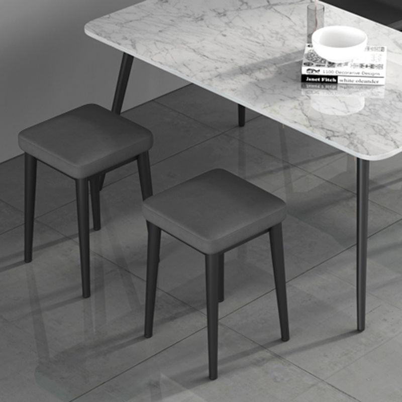 Square Ottoman Solid Color Upholstered Metal Frame Fabric Standard Ottoman