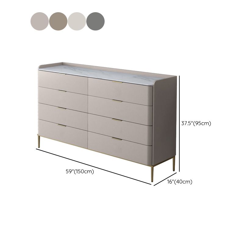 Classic Glam Double Dresser Stone Horizontal Storage Chest for Bedroom