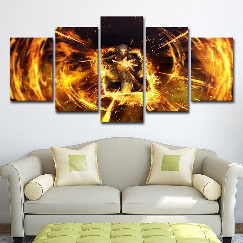 Yellow Gwent Witcher Art Print Game Scene Kids Multi-Piece Wall Decor for Bedroom