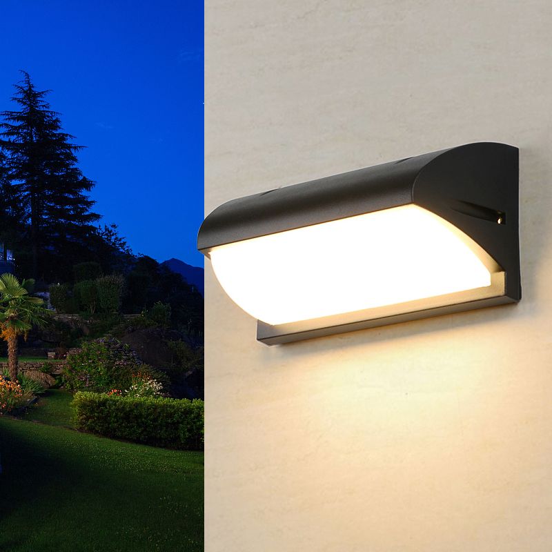 Moderno semplice rettangolo a parete rettangolo montato a parete lampada da parete in alluminio a 1 luce per giardino