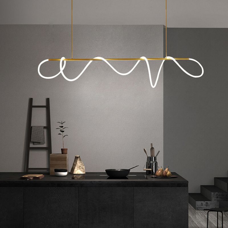 Contemporary Style Linear Hanging Pendant Light Silica Gel 1- Light Pendant Light Fixture
