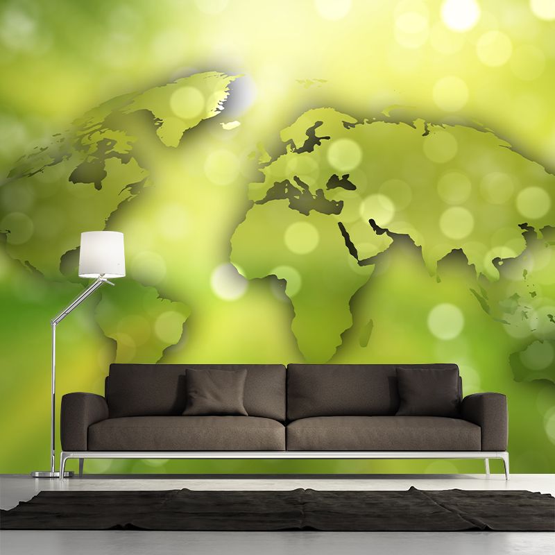 World Map Contemporary Wall Art Waterproofing Mural Wallpaper for Living Room