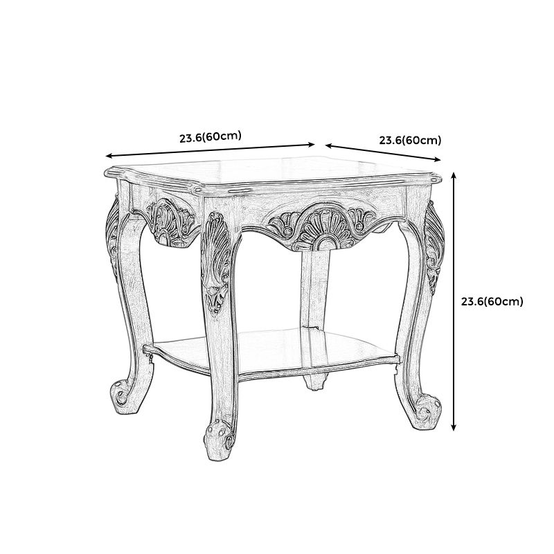Brown Rubber Wood Side Table, Traditional Rectangular End Table