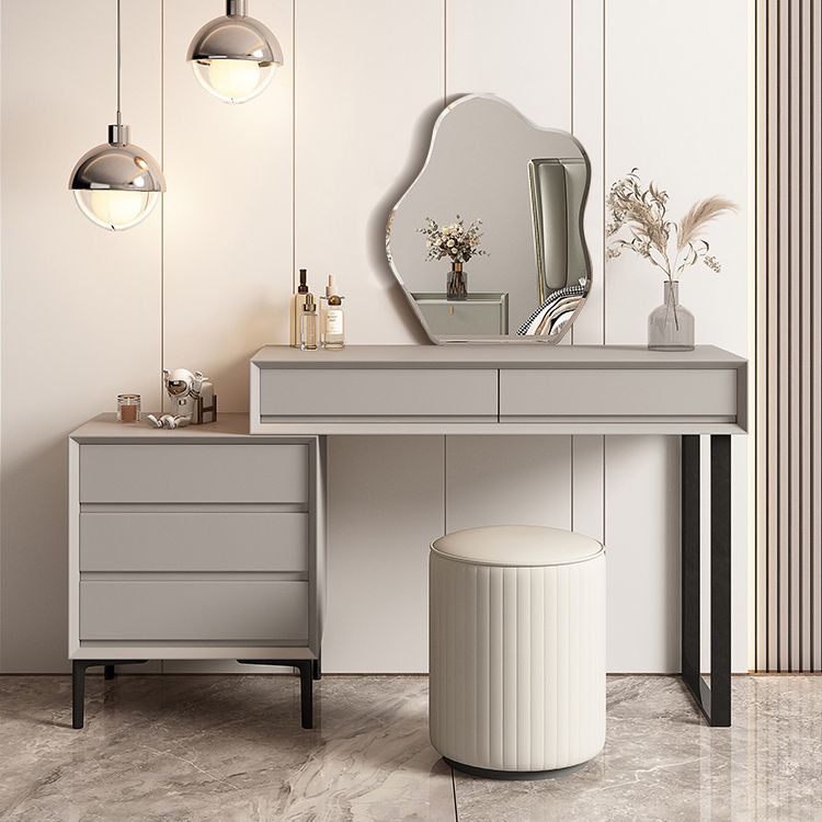 Modern Grey/Beige Vanity Tables Wood and Metal Vanity Makeup Table Set