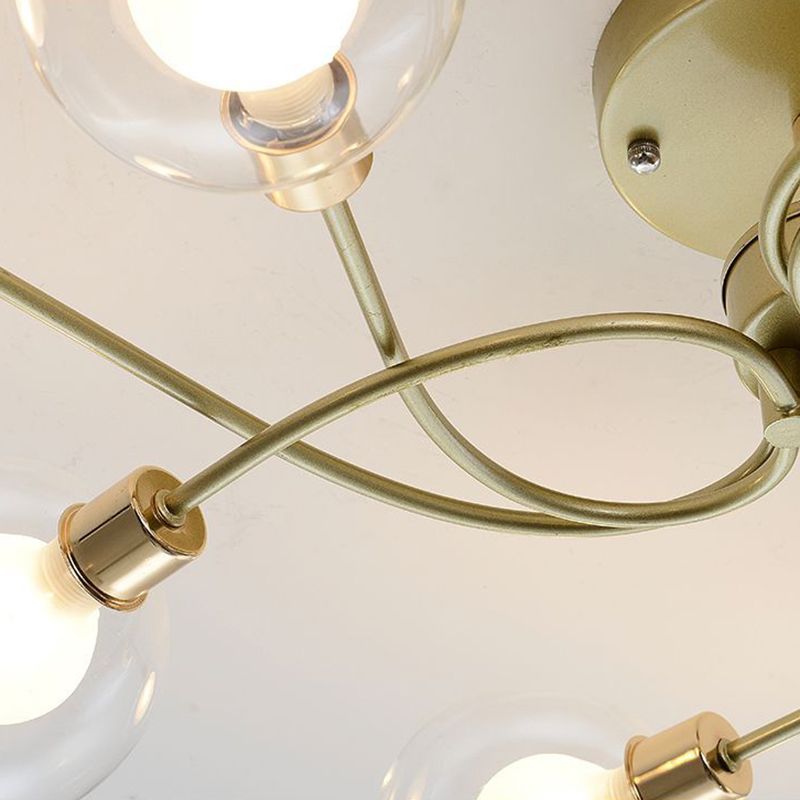 Multi Light Spherical Ceiling Lamp Modern Style Glass Ceiling Lighting for Living Room