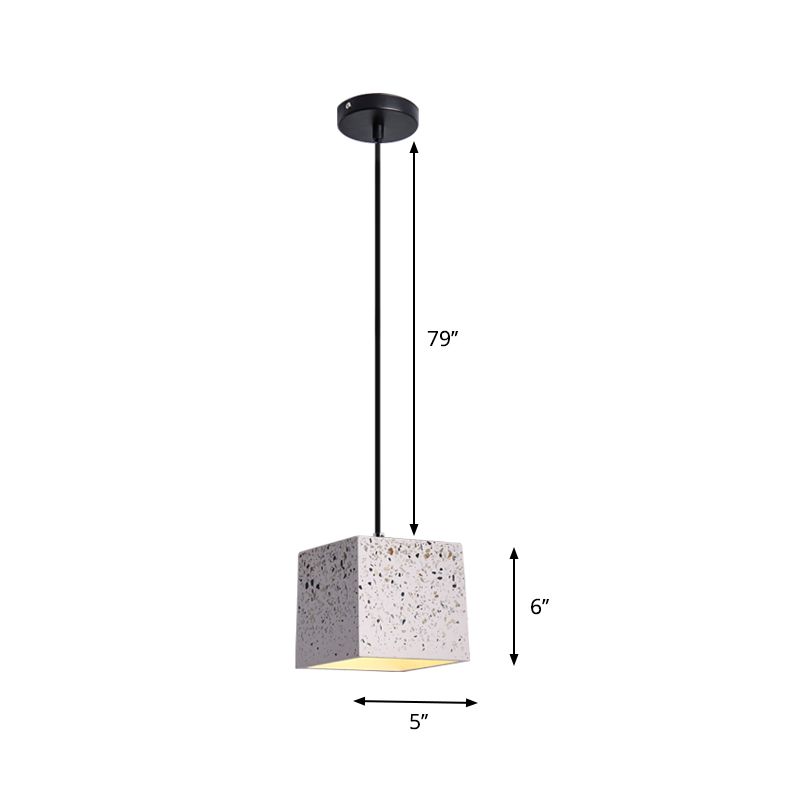 Éclairage pendentif en cube blanc moderne Nordic 1 Light Terrazzo Plafond lampe pour restaurant