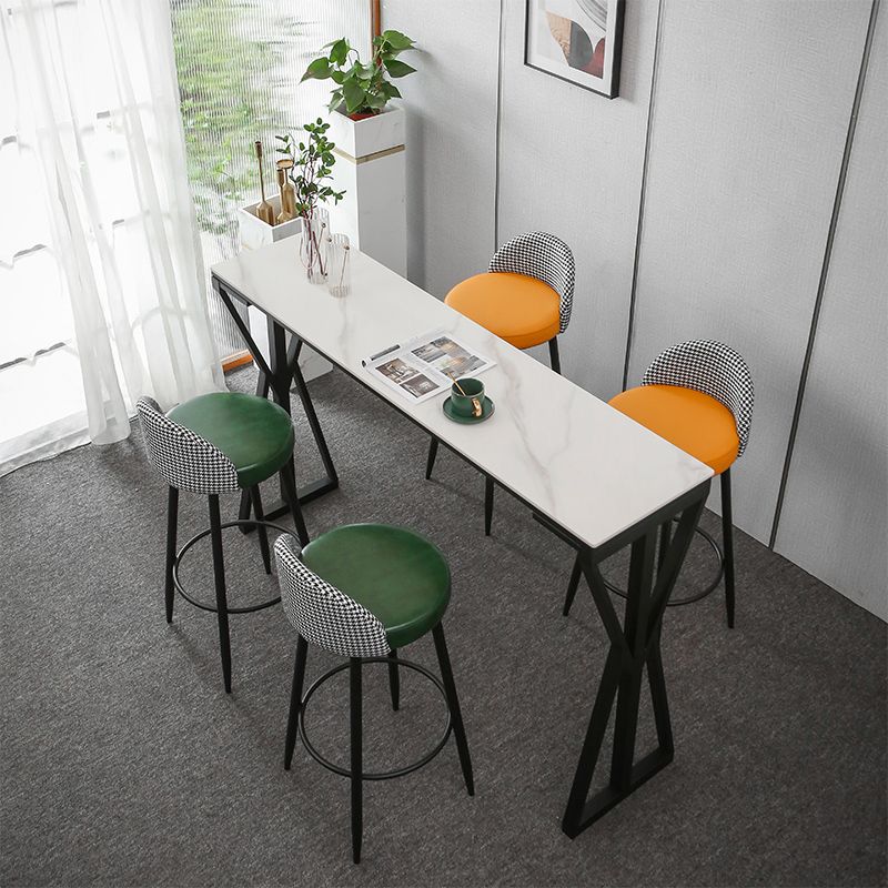 Metal Footrest Bar Stool Industrial Upholstered Armless Bar Chair