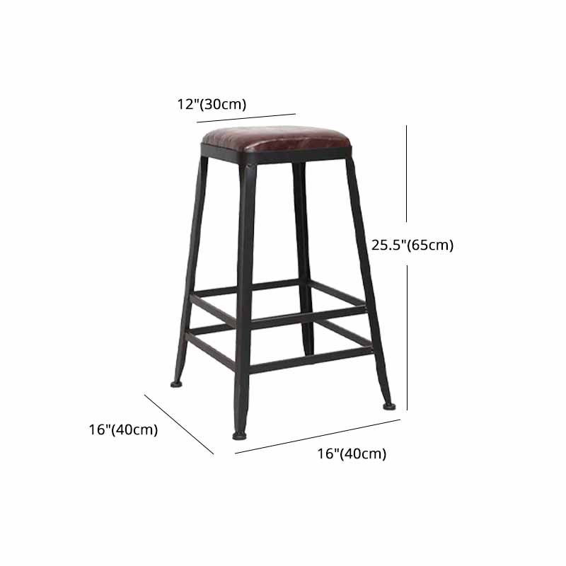 Wooden Square Seat Barstool Industrial Metal Counter Stool with Backrest