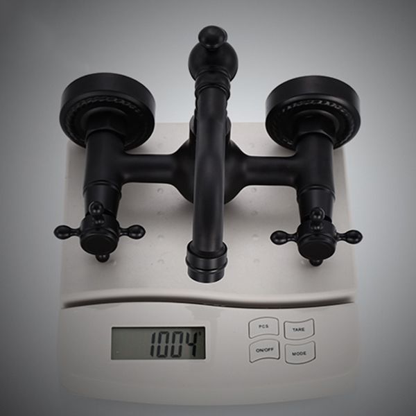 Traditional Wall Mounted Metal Tub Filler Low Arc Waterfall Bathroom Faucet
