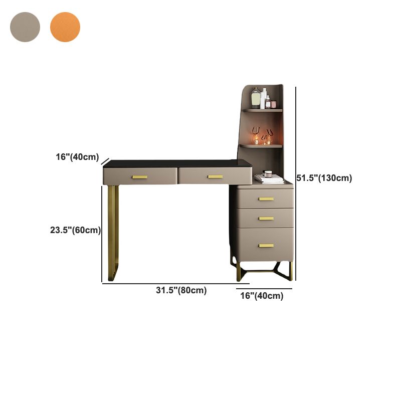 2-piece Vanity Table Set with Padded Stool Metal Make-up Vanity