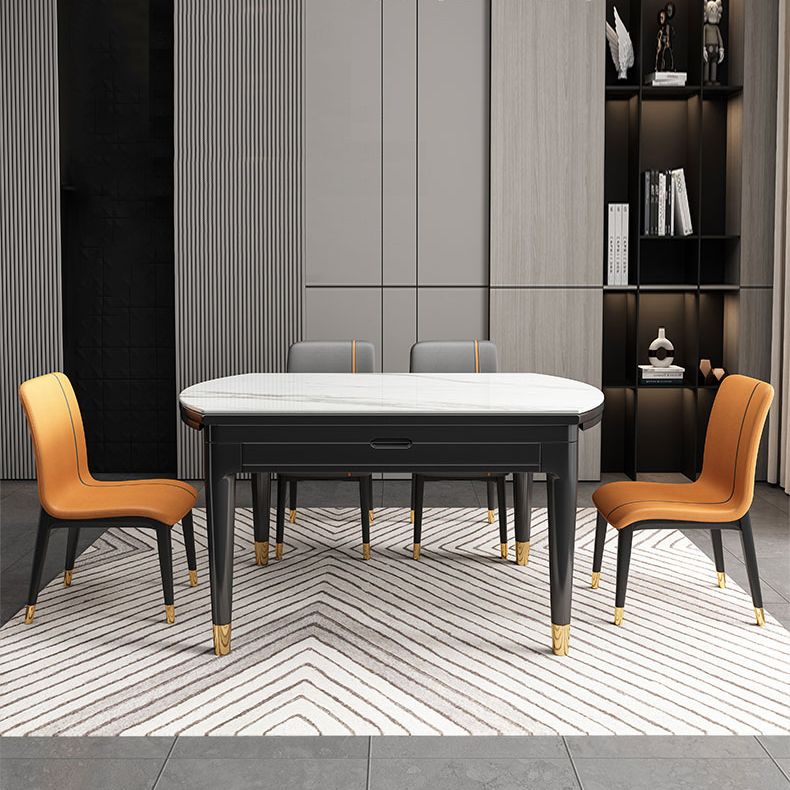 Sintered Stone Extendable Round Table for Restaurant Modern Dining Table with 4 Legs