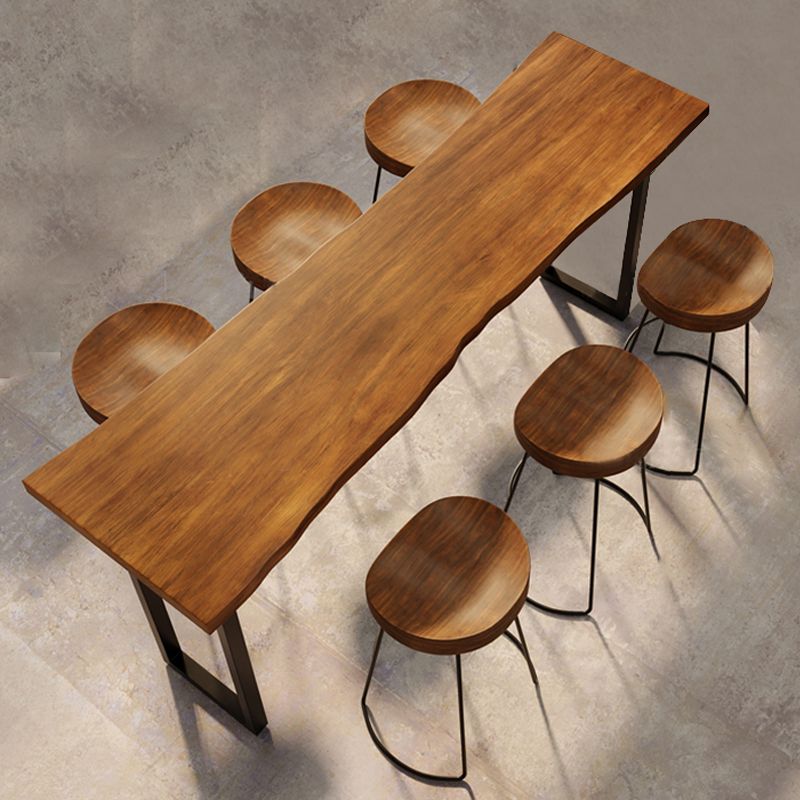Rectangular Solid Wood Bar Table Set 1/4/7 Pieces Counter Table with High Stools