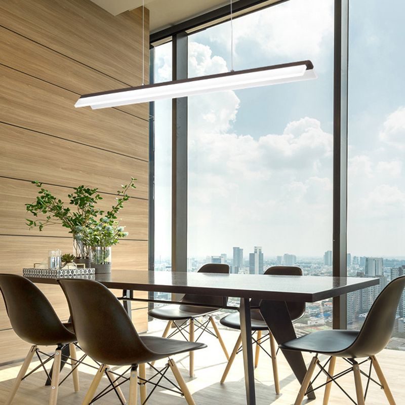 Éclairage de suspension en métal minimaliste en forme de bande LED Éclairage pour salle à manger