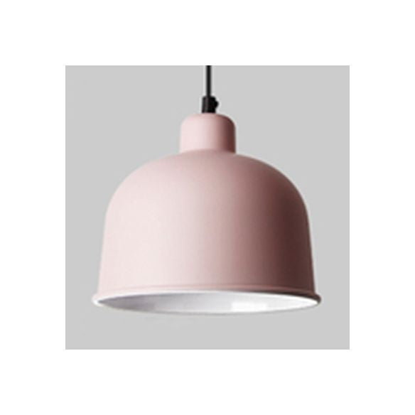 Bowl Shade Hanging Light Single Head Macaron Style Aluminum Pendant Lamp for Restaurant