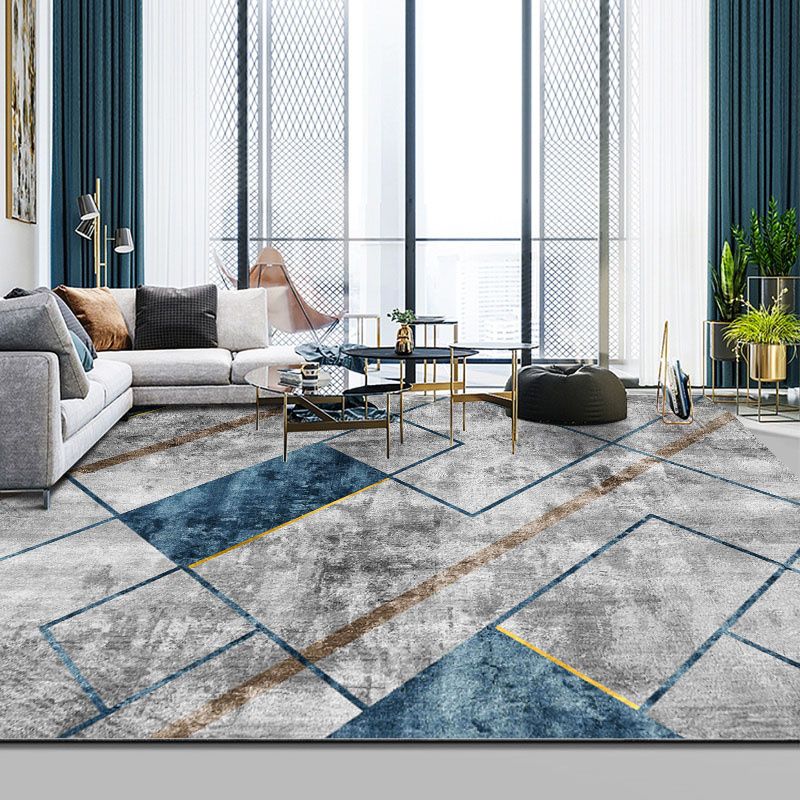 Fancy Modern Carpet Gray Geometric Orint Rug Polyester Anti-Slip Area Tapje voor woonkamer