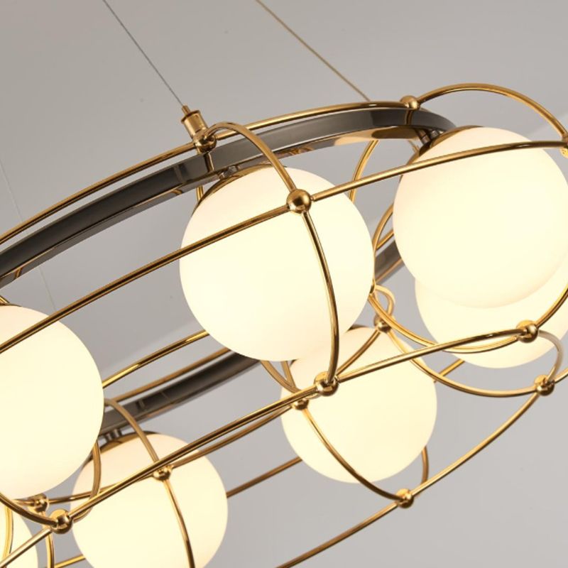 Ball Shape Glass Island Pendants Modern Multi Lights Island Pendant Lights in Gold
