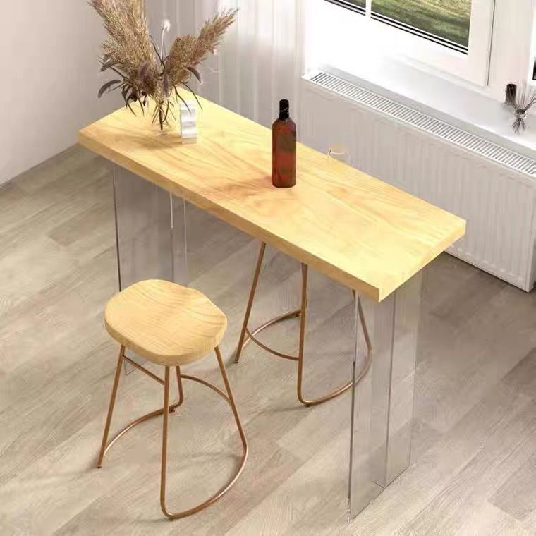 Contemporary Solid Wood Acrylic Base Bar Table for Kitchen Dining Room