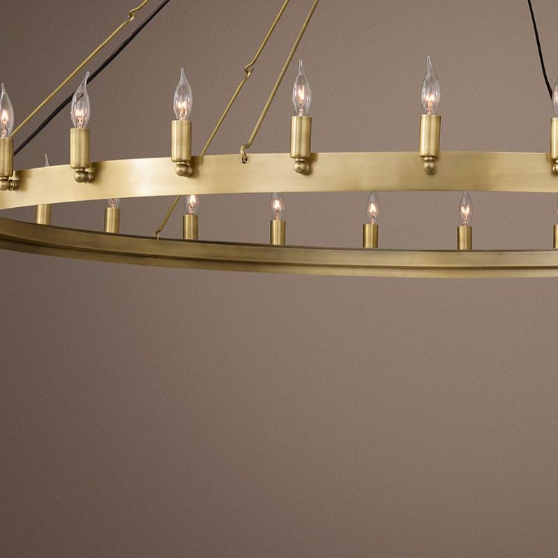 Metal Round Shape Chandelier Postmodern Candle Hanging Lamp for Restaurant