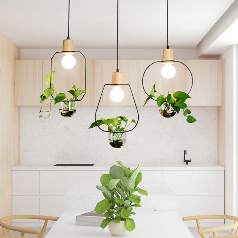 Lampada a sospensione con soffitto ad anello in metallo geometrico moderno 1 lampada da interno appesa alla luce senza botanica