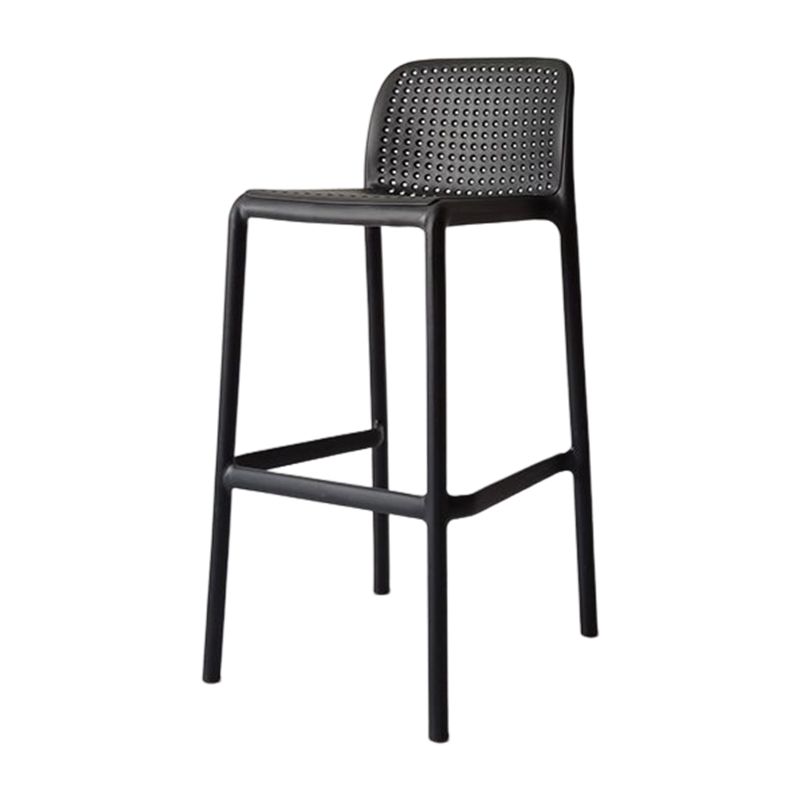 Taburete de bar moderno, taburete de bar sin brazos de plástico con reposapiés y respaldo
