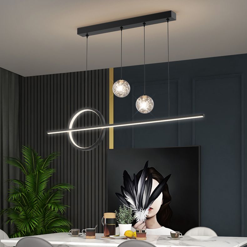 4 Light Sphere Island Light Fixtures Contemporary Glass Island Lights in Black