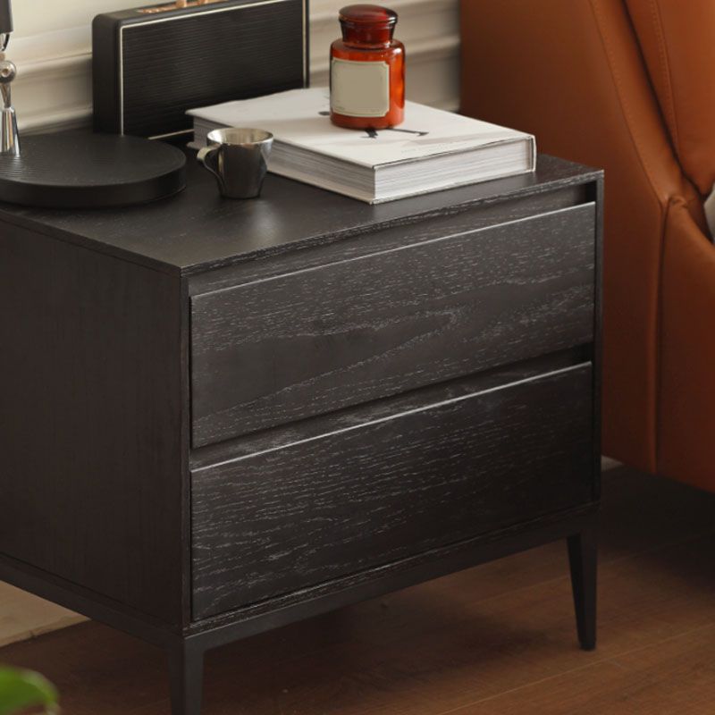 Mid Century Modern Wooden Nightstand with 2 Drawers for Bedroom