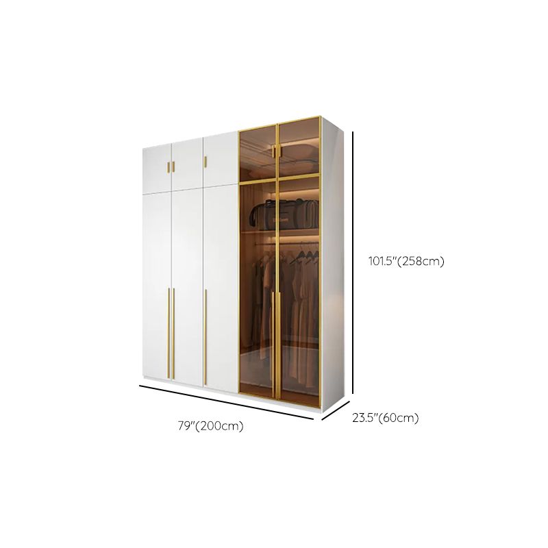 Modern White Wood Frame Wardrobe Armoire Freestanding Wardrobe with Soft Close Drawers