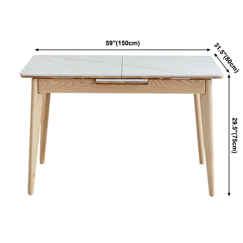 Rectangle Extendable Stone Dining Site Table Traditional Luxury Dinette Table with 4-foot