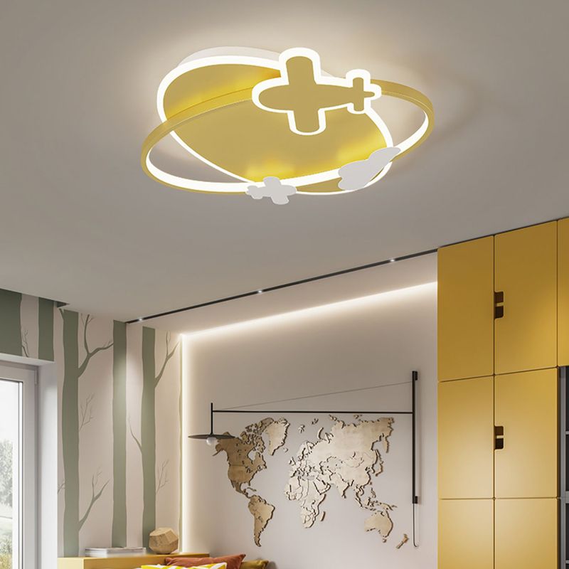 Metal Round Shape Flush Ceiling Light Kid Style 3 Lights Flush Ceiling Light Fixtures