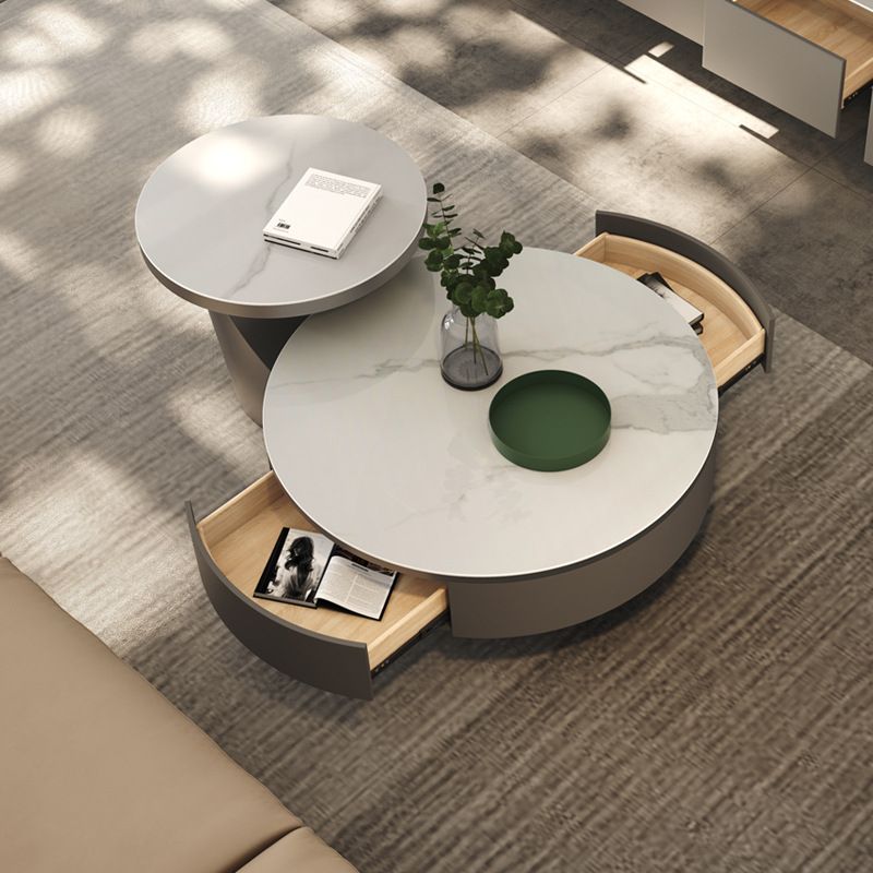 Metal Craft Grey Coffee Table with Circular Nested Single Foot Base Coffee Table