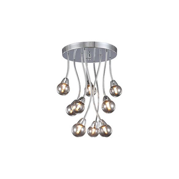 Smoky Glass Round Semi Flush Modernist Multi Lights LED Semi Flush Light in Silver